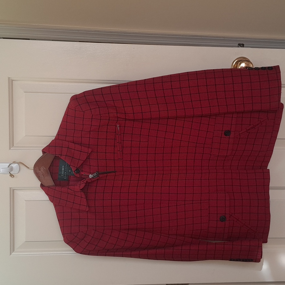 Ralph Lauren red window pane check blazer